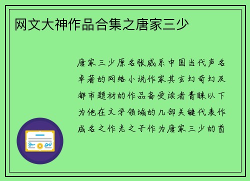 网文大神作品合集之唐家三少