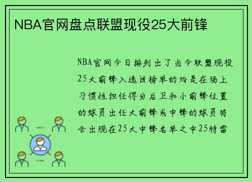 NBA官网盘点联盟现役25大前锋